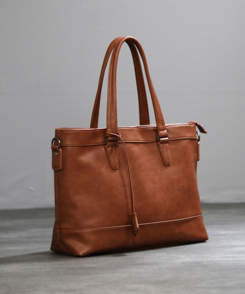 GUSCIO UOMO（グッシオ ウォーモ）の「【グッシオ ウォーモ】レザータッチ ビジネストートバッグ 自立タイプ 大きめサイズ（ビジネスバッグ・メンズ・ブラック/ダークグリーン/ブラウン/ダークブルー・FREE）」の7枚目の写真