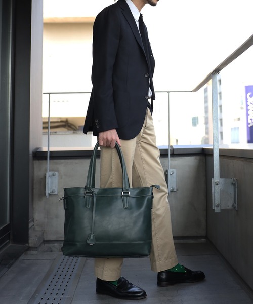 GUSCIO UOMO（グッシオ ウォーモ）の「【グッシオ ウォーモ】レザータッチ ビジネストートバッグ 自立タイプ 大きめサイズ（ビジネスバッグ・メンズ・ブラック/ダークグリーン/ブラウン/ダークブルー・FREE）」の21枚目の写真