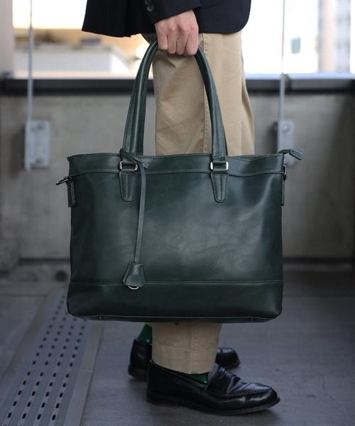 GUSCIO UOMO（グッシオ ウォーモ）の「【グッシオ ウォーモ】レザータッチ ビジネストートバッグ 自立タイプ 大きめサイズ（ビジネスバッグ・メンズ・ブラック/ダークグリーン/ブラウン/ダークブルー・FREE）」の19枚目の写真