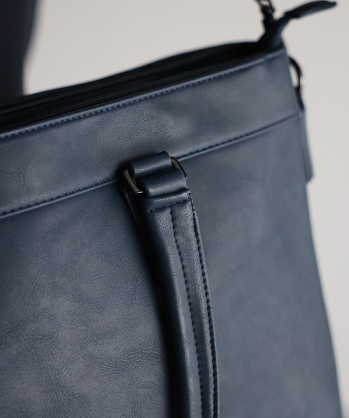 GUSCIO UOMO（グッシオ ウォーモ）の「【グッシオ ウォーモ】レザータッチ ビジネストートバッグ 自立タイプ 大きめサイズ（ビジネスバッグ・メンズ・ブラック/ダークグリーン/ブラウン/ダークブルー・FREE）」の9枚目の写真