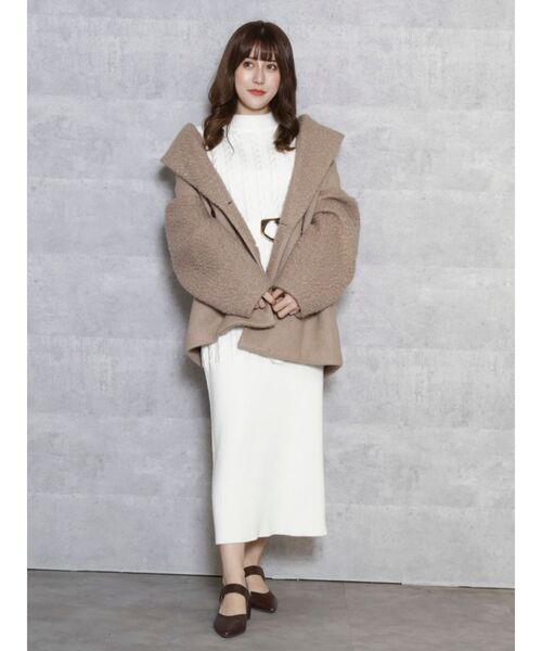 dazzlin（ダズリン）の「ベルトマークケーブルニットワンピース（ワンピース・レディース・ブラウン/ブラック/オフホワイト・FREE）」の12枚目の写真