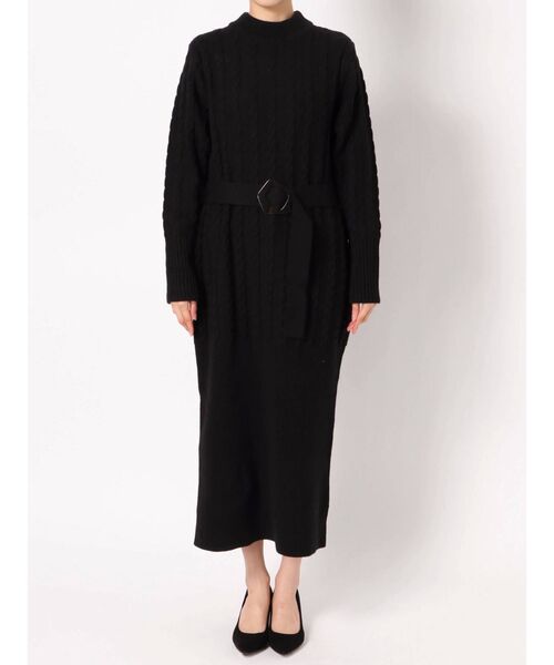 dazzlin（ダズリン）の「ベルトマークケーブルニットワンピース（ワンピース・レディース・ブラウン/ブラック/オフホワイト・FREE）」の6枚目の写真