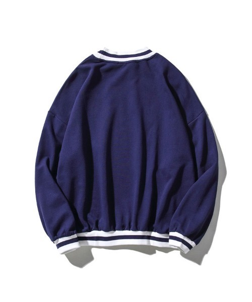 HOOK（フック）の「【HOOK】アンティーク風プリント ボーダー柄リブ トレーナー（スウェット・メンズ・ネイビー/ライトグレー・M/XL/L）」の6枚目の写真