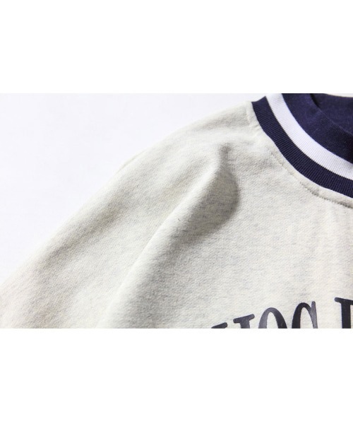 HOOK（フック）の「【HOOK】アンティーク風プリント ボーダー柄リブ トレーナー（スウェット・メンズ・ネイビー/ライトグレー・M/XL/L）」の7枚目の写真