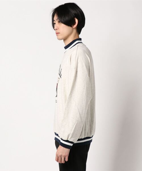 HOOK（フック）の「【HOOK】アンティーク風プリント ボーダー柄リブ トレーナー（スウェット・メンズ・ネイビー/ライトグレー・M/XL/L）」の4枚目の写真