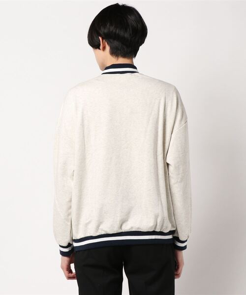 HOOK（フック）の「【HOOK】アンティーク風プリント ボーダー柄リブ トレーナー（スウェット・メンズ・ネイビー/ライトグレー・M/XL/L）」の5枚目の写真