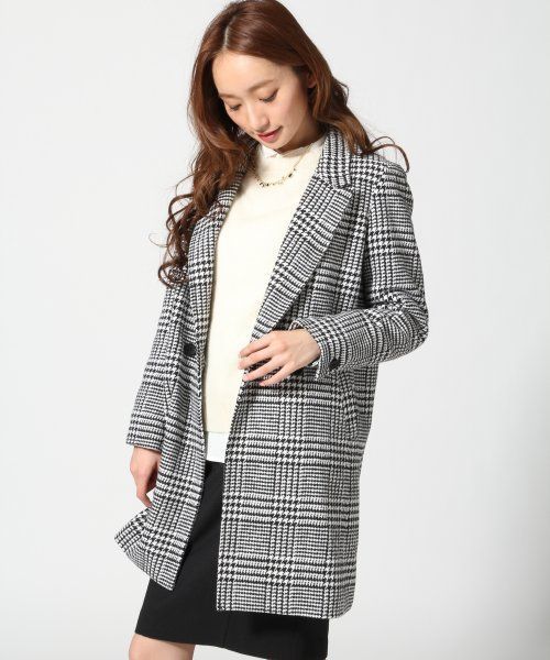 HARE（ハレ）の「ウールモッサWチェスターコート【HARE】（チェスターコート・レディース・グレー/キャメル/カーキ/ネイビー/チェック/ダークブルー/トップグレー・SMALL/MEDIUM）」の7枚目の写真