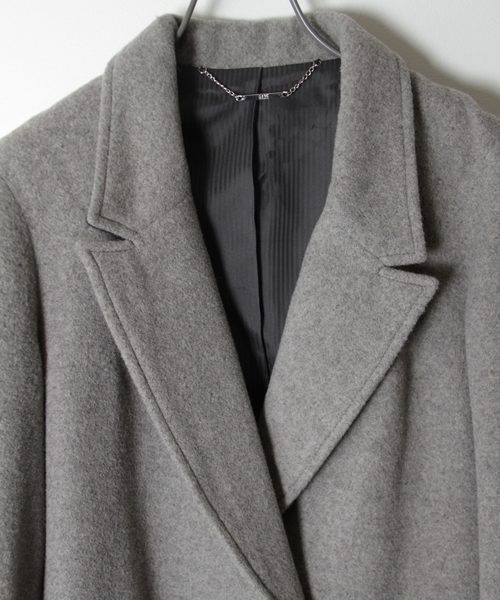 HARE（ハレ）の「ウールモッサWチェスターコート【HARE】（チェスターコート・レディース・グレー/キャメル/カーキ/ネイビー/チェック/ダークブルー/トップグレー・SMALL/MEDIUM）」の18枚目の写真