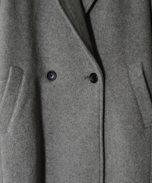 HARE（ハレ）の「ウールモッサWチェスターコート【HARE】（チェスターコート・レディース・グレー/キャメル/カーキ/ネイビー/チェック/ダークブルー/トップグレー・SMALL/MEDIUM）」の20枚目の写真