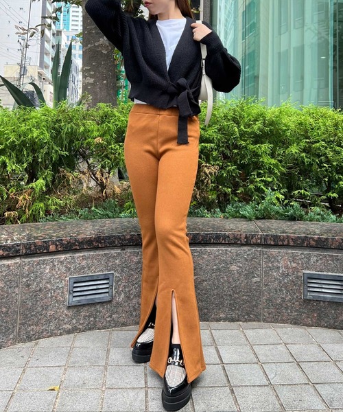 SPIGA（スピーガ）の「裏ﾌﾘｰｽｾﾝﾀｰｽﾘｯﾄﾍﾞﾙﾎﾞﾄﾑ（その他パンツ・レディース・ブラック/ブラウン・FREE）」の8枚目の写真