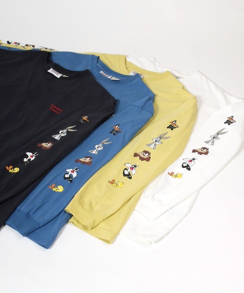 MARUKAWA(マルカワ)の「Looney Tunes/ルーニー・テューンズ キャラクター袖プリント 無地ロンT(Tシャツ/カットソー・レディース・ホワイト/ネイビー/イエロー/ブルー・M/L)」の2枚目の写真