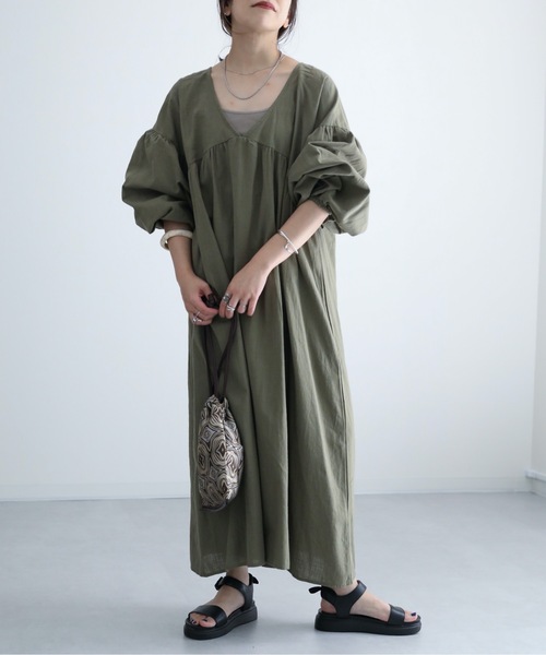 Bonjour Sagan(ボンジュールサガン)の「<前後2WAY>Vネックバルーンスリーブワンピース【ZOZO限定アイテム】(ワンピース・レディース・ブラック/モカ/カーキ・FREE)」の14枚目の写真
