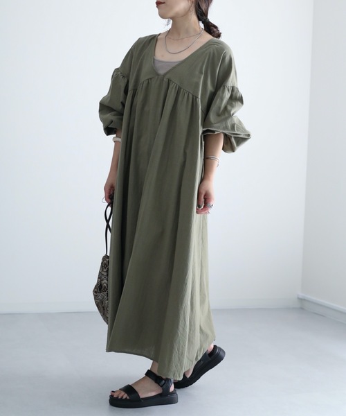 Bonjour Sagan(ボンジュールサガン)の「<前後2WAY>Vネックバルーンスリーブワンピース【ZOZO限定アイテム】(ワンピース・レディース・ブラック/モカ/カーキ・FREE)」の15枚目の写真