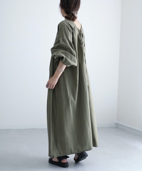 Bonjour Sagan(ボンジュールサガン)の「<前後2WAY>Vネックバルーンスリーブワンピース【ZOZO限定アイテム】(ワンピース・レディース・ブラック/モカ/カーキ・FREE)」の17枚目の写真