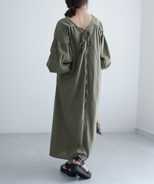 Bonjour Sagan(ボンジュールサガン)の「<前後2WAY>Vネックバルーンスリーブワンピース【ZOZO限定アイテム】(ワンピース・レディース・ブラック/モカ/カーキ・FREE)」の20枚目の写真