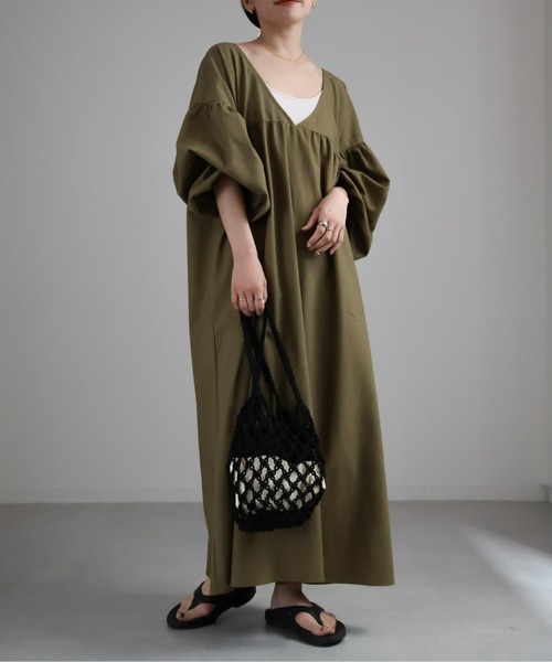 セール】＜前後2WAY＞Vネックバルーンスリーブワンピース【ZOZO限定