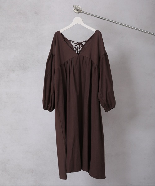 Bonjour Sagan(ボンジュールサガン)の「<前後2WAY>Vネックバルーンスリーブワンピース【ZOZO限定アイテム】(ワンピース・レディース・ブラック/モカ/カーキ・FREE)」の5枚目の写真