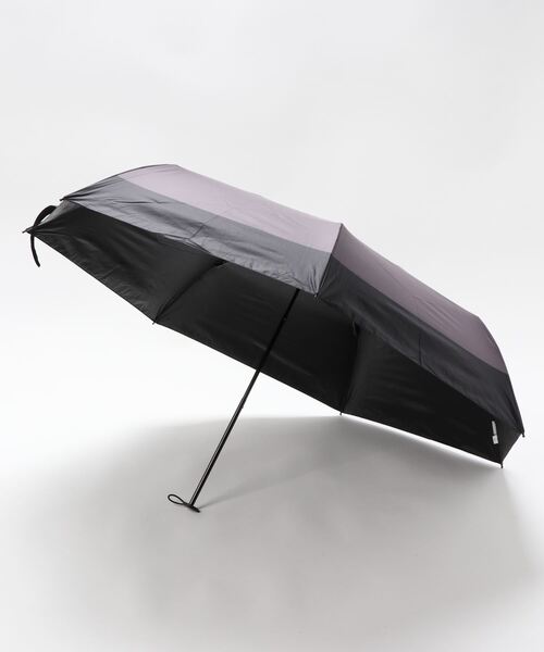 estaa(エスタ)の「晴雨兼用耐風折りたたみ日傘 大寸 バイカラーボーダー(折りたたみ傘)」|ダークグレー
