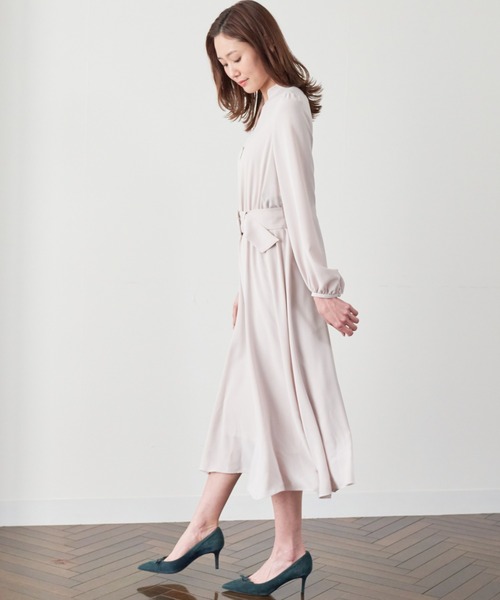 アナイ ジョーゼットベルト付きワンピース ANAYI アナイ ジョーゼット