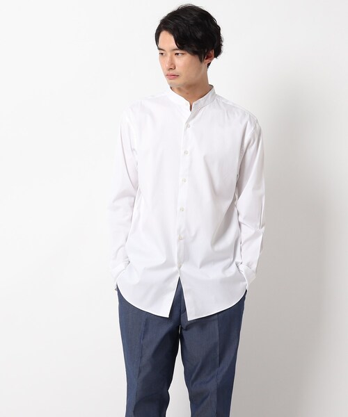 THE SHOP TK (ザ ショップ ティーケー )の「◆ピンオックスバンドカラーシャツ(シャツ/ブラウス・メンズ・オフホワイト/サックスブルー/グレー系その他3/ベージュ系2・02/03/04)」の2枚目の写真