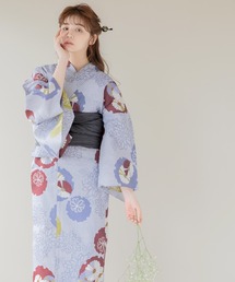 Dita(ディータ)の1人で着られる浴衣5点セット 和歌山染工日本染め(ゆかた・しわへこ帯・下駄・着付け本・腰ひも)【K】(浴衣)