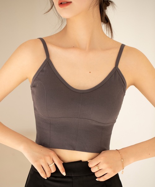 SAISON DE PAPILLON（セゾンドパピヨン）の「ミディ丈Uネックブラトップ（その他アンダーウェア/インナー・レディース・グリーン/ブラック/ホワイト/マスタード/チャコール・M）」の3枚目の写真