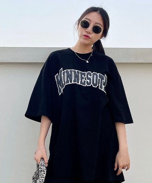 CEMONEMO(セモネモ)の「MINNESOTA カレッジ プリントビッグ Tシャツ/ ユニセックス(Tシャツ/カットソー・レディース・ホワイト/ブラック/チャコール・FREE)」の10枚目の写真