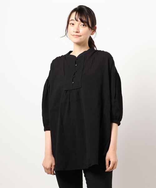 ehka sopo（エヘカソポ）の「ギャザーチュニック丈ブラウス（シャツ/ブラウス・レディース・オフホワイト/ラベンダー/ブラック・ﾌﾘ-）」の3枚目の写真