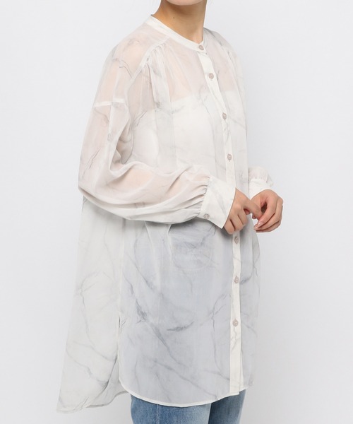 GLOBAL WORK（グローバルワーク）の「シアープリントバンドシャツ/939864（シャツ/ブラウス・レディース・ホワイト/アイボリー・FREE）」の18枚目の写真