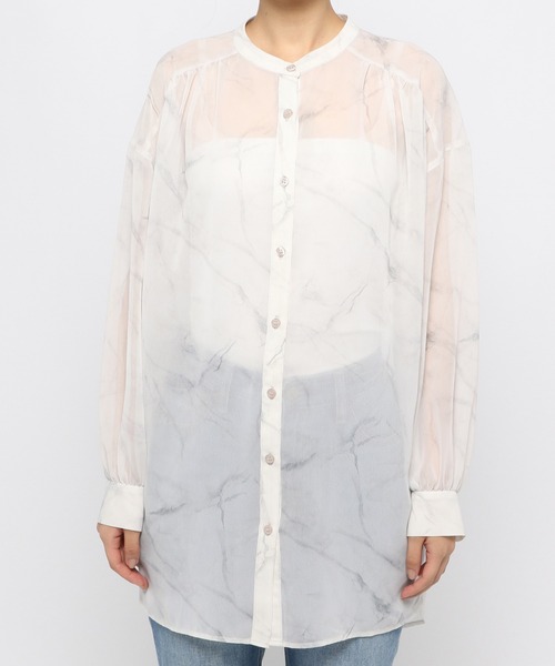 GLOBAL WORK（グローバルワーク）の「シアープリントバンドシャツ/939864（シャツ/ブラウス・レディース・ホワイト/アイボリー・FREE）」の16枚目の写真