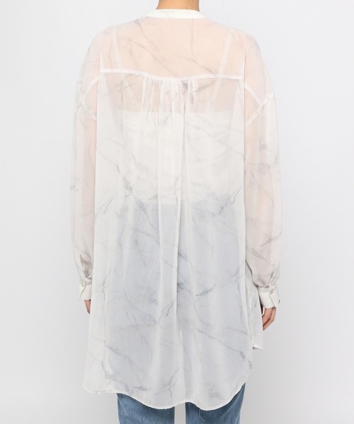 GLOBAL WORK（グローバルワーク）の「シアープリントバンドシャツ/939864（シャツ/ブラウス・レディース・ホワイト/アイボリー・FREE）」の4枚目の写真