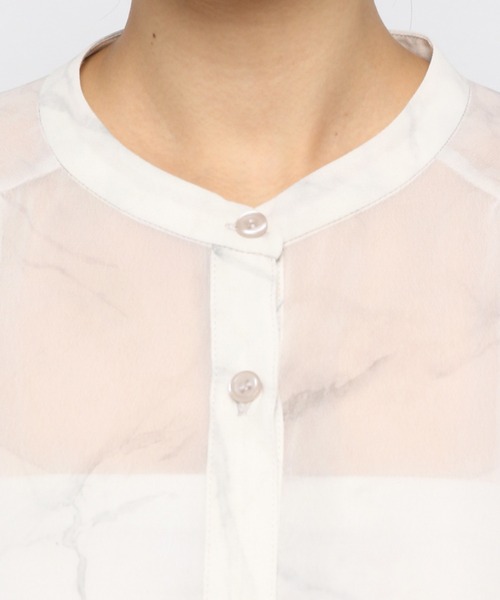 GLOBAL WORK（グローバルワーク）の「シアープリントバンドシャツ/939864（シャツ/ブラウス・レディース・ホワイト/アイボリー・FREE）」の7枚目の写真