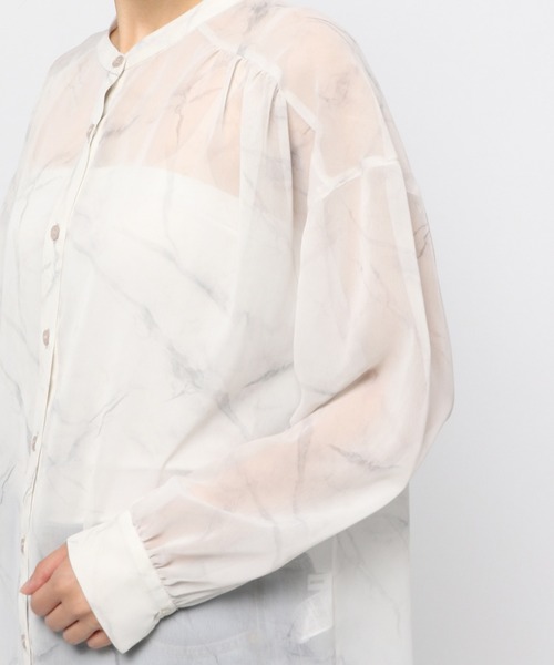 GLOBAL WORK（グローバルワーク）の「シアープリントバンドシャツ/939864（シャツ/ブラウス・レディース・ホワイト/アイボリー・FREE）」の13枚目の写真