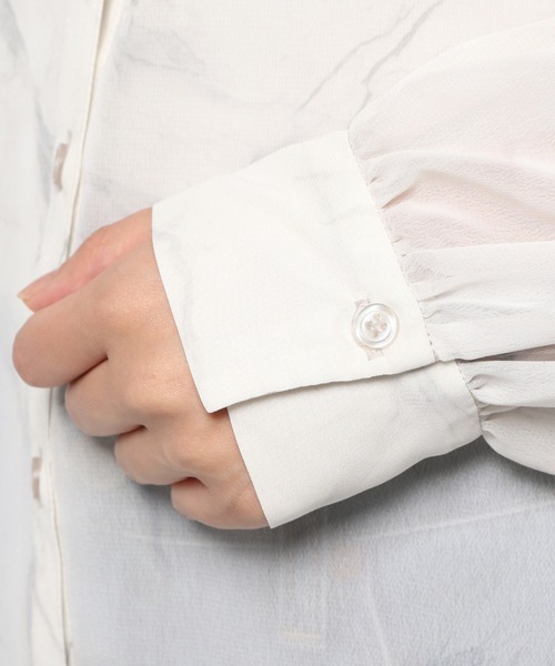 GLOBAL WORK（グローバルワーク）の「シアープリントバンドシャツ/939864（シャツ/ブラウス・レディース・ホワイト/アイボリー・FREE）」の11枚目の写真