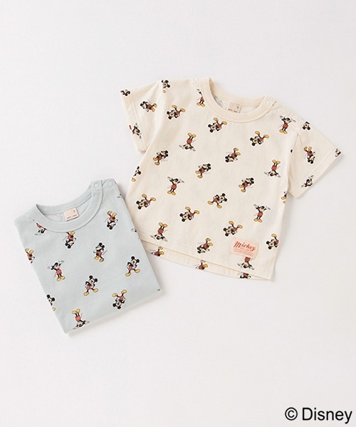 petit main（プティマイン）の「【Disney】ミッキー総柄Tシャツ（Tシャツ/カットソー・キッズ・アイボリー/エメラルド・80ｃｍ/90cm/110cm/100cm/120cm/130cm）」の5枚目の写真