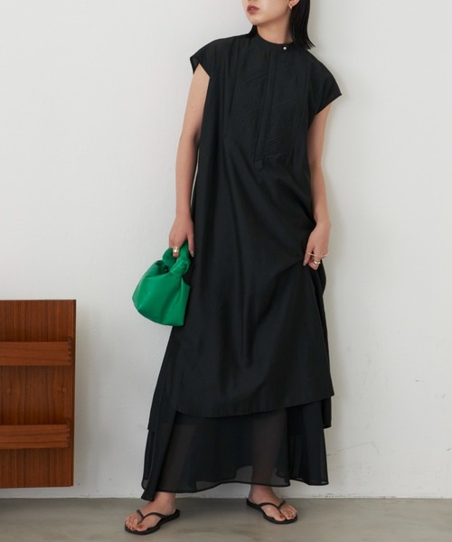 Aunt Marie's（アントマリーズ）の「デザインキルティングシャツワンピース（シャツワンピース・レディース・ホワイト/ブラック/ナチュラル・FREE）」の3枚目の写真