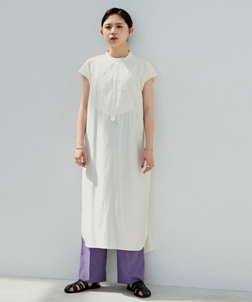 Aunt Marie's（アントマリーズ）の「デザインキルティングシャツワンピース（シャツワンピース・レディース・ホワイト/ブラック/ナチュラル・FREE）」の9枚目の写真