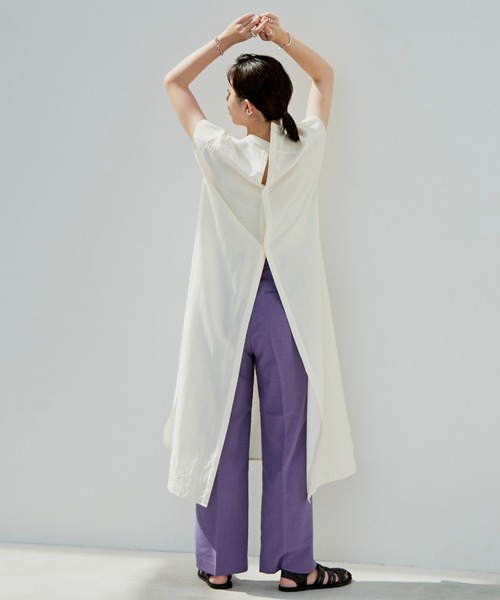 Aunt Marie's（アントマリーズ）の「デザインキルティングシャツワンピース（シャツワンピース・レディース・ホワイト/ブラック/ナチュラル・FREE）」の6枚目の写真