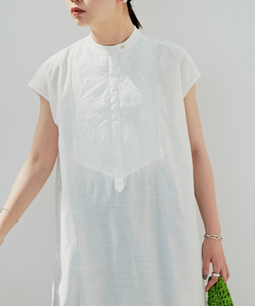 Aunt Marie's（アントマリーズ）の「デザインキルティングシャツワンピース（シャツワンピース・レディース・ホワイト/ブラック/ナチュラル・FREE）」の15枚目の写真