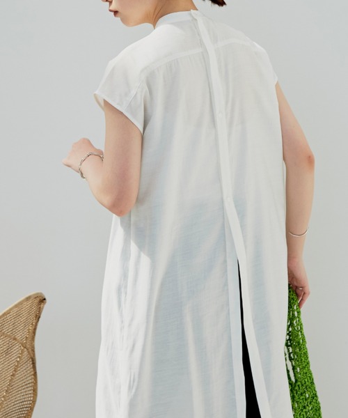 Aunt Marie's（アントマリーズ）の「デザインキルティングシャツワンピース（シャツワンピース・レディース・ホワイト/ブラック/ナチュラル・FREE）」の4枚目の写真