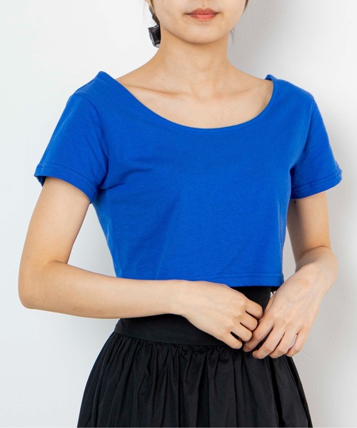 Romansual（ロマンシュアル）の「Romansual/moonモチーフ刺繍クロップドTシャツ（Tシャツ/カットソー・レディース・ホワイト/ロイヤルブルー・FREE）」の18枚目の写真