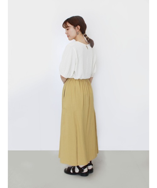 ehka sopo（エヘカソポ）の「くしゅくしゅボリュームスリーブTシャツ（Tシャツ/カットソー・レディース・オフホワイト/グリーン/ブラック・ﾌﾘ-）」の10枚目の写真