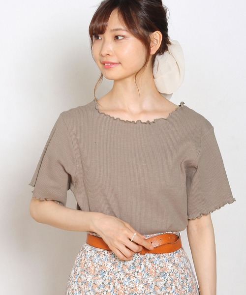 Crisp yours（クリスプユアーズ）の「【WEB限定】メロウリブTシャツ（Tシャツ/カットソー・レディース・ホワイト/ブラック/ブラウン/グリーン・FREE）」の4枚目の写真