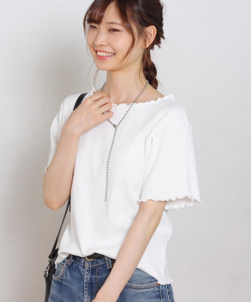 Crisp yours（クリスプユアーズ）の「【WEB限定】メロウリブTシャツ（Tシャツ/カットソー・レディース・ホワイト/ブラック/ブラウン/グリーン・FREE）」の2枚目の写真