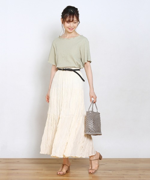 Crisp yours（クリスプユアーズ）の「【WEB限定】メロウリブTシャツ（Tシャツ/カットソー・レディース・ホワイト/ブラック/ブラウン/グリーン・FREE）」の19枚目の写真