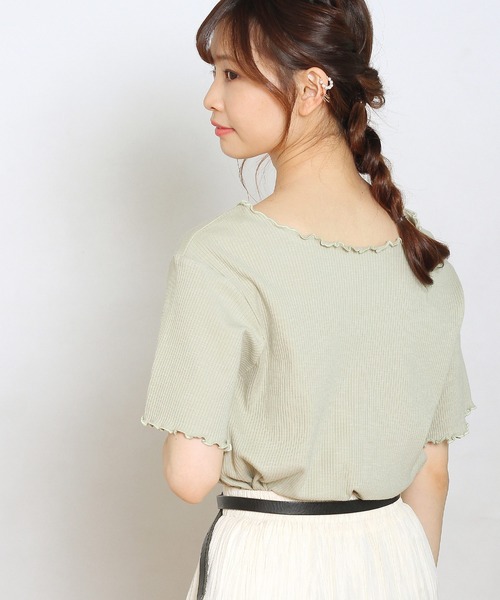 Crisp yours（クリスプユアーズ）の「【WEB限定】メロウリブTシャツ（Tシャツ/カットソー・レディース・ホワイト/ブラック/ブラウン/グリーン・FREE）」の21枚目の写真