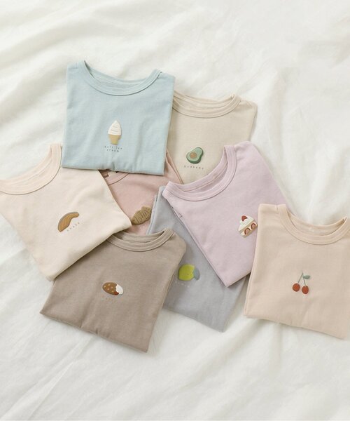 apres les cours(アプレレクール)の「8柄食べ物ワンポイントTシャツ(Tシャツ/カットソー・キッズ・オフホワイト/ピンク/ラベンダー/ブラウン/グレー/ミント/イエロー/オレンジ・100/130/140/110/120/90/80)」の9枚目の写真