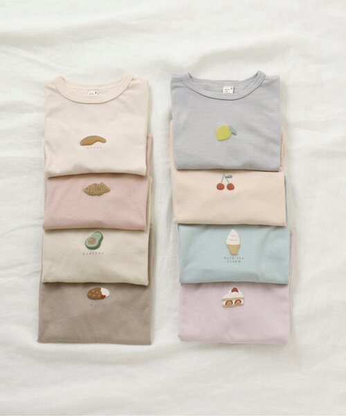 apres les cours(アプレレクール)の「8柄食べ物ワンポイントTシャツ(Tシャツ/カットソー・キッズ・オフホワイト/ピンク/ラベンダー/ブラウン/グレー/ミント/イエロー/オレンジ・100/130/140/110/120/90/80)」の10枚目の写真