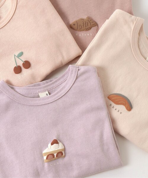 apres les cours(アプレレクール)の「8柄食べ物ワンポイントTシャツ(Tシャツ/カットソー・キッズ・オフホワイト/ピンク/ラベンダー/ブラウン/グレー/ミント/イエロー/オレンジ・100/130/140/110/120/90/80)」の16枚目の写真