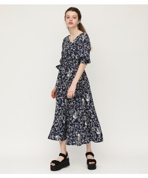 ブランド古着 Sly スライのワンピース ブルー ネイビー 青色系 花柄 ボタニカル柄 古着通販 Zozoused